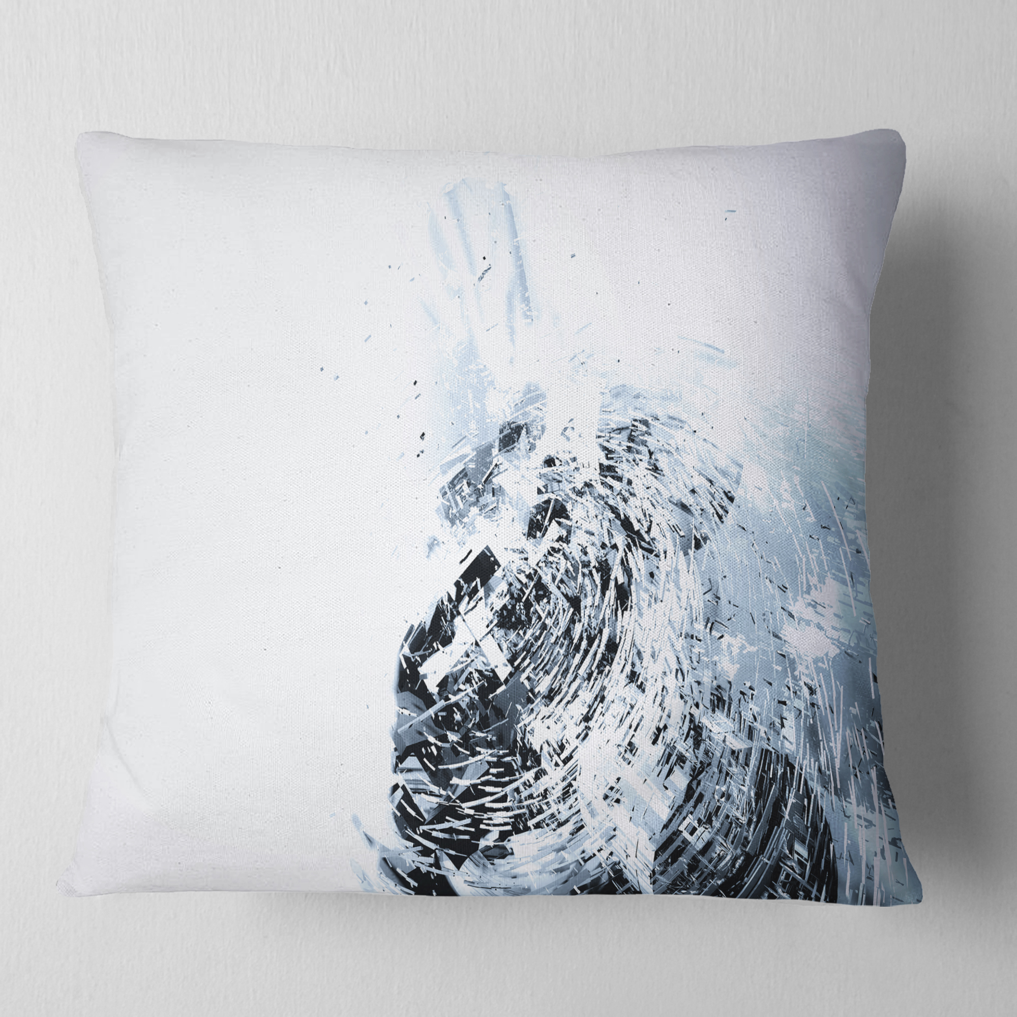 Designart 3D Abstract Art White Crystal - Abstract Throw Pillow - 18x18