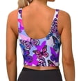 thumbnail image 3 of Haiem Flying Butterflies Pattern Womens Sports Bra - U Neck Padded Low Impact Yoga Bra Workout Crop Top Gym Moisture-Wicking Workout Vest -, 3 of 9