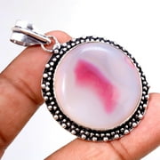 Pink Geode Agate Gemstone Handmade Fashion Ethnic Pendant Jewelry 2.1" SA 9969