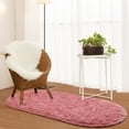 thumbnail image 3 of Junovo Oval Fluffy Area Rugs for Bedroom Plush Shaggy Carpet for Kids Room Bedside Nursery Mats, 2.6' x 5.3',Blush, 3 of 7