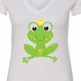 thumbnail image 4 of Inktastic Cute Frog, Green Frog, Crown, Frog Prince Women's V-Neck T-Shirt, 4 of 5