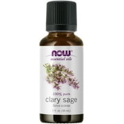 Angle View: NOW Essential Oils, Clary Sage Oil, Focusing Aromatherapy Scent, Steam Distilled, 100% Pure, Vegan, Child Resistant Cap, 1 fl oz