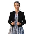 thumbnail image 3 of FASHOFT Cardigan For Women Oktoberfest Velvet Stand Collar Button Long Sleeve Coat Elegant Retro Fashion Outerwear Fall Cardigans For Women Black M, 3 of 9