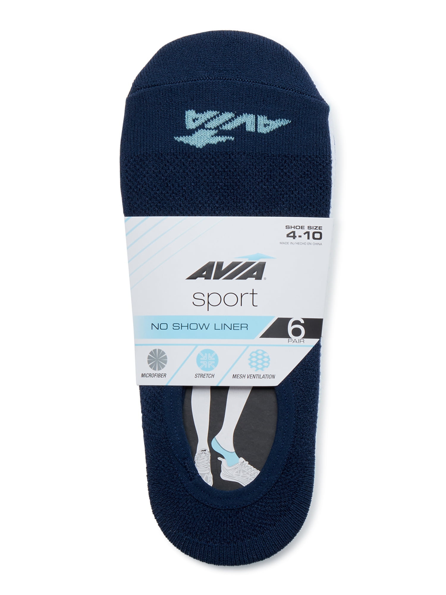 Avia Women's Microfiber Sport No Show Liner Socks, 6 Pack 