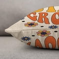 thumbnail image 5 of Retro Stay Groovy Slogan Decorative Pillow Covers Hippie Flowers in Circle Print Rustic Linen Throw Pillow Covers 12x20 Inch for Sofa Couch Decoration, 5 of 6