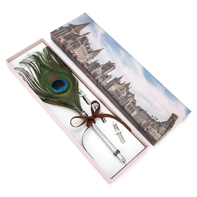 Pluma de pluma, pluma caligráfica de estilo vintage, caja de regalo para estudiantes, materiales ecológicos