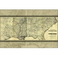 thumbnail image 1 of 24"x36" Gallery Poster, railroad map southern United States america 1883, 1 of 1