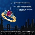 thumbnail image 2 of Gem Stone King 18K Yellow Gold Plated Silver Red Created Ruby and Persian Blue Moissanite Filigree Style 3 Stone Ring for Women (2.25 Cttw, Oval 8X6MM and 6X4MM) (Size 7), 2 of 6