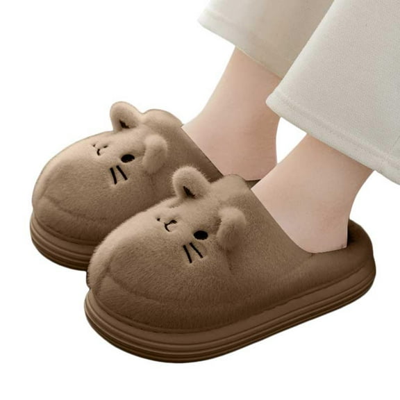 Mostsola Cute Cat House Slippers for Women Non-Slip Memory Foam Indoor Warm Fuzzy Slippers