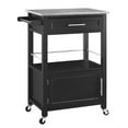 thumbnail image 1 of Granite Inlaid Spacious Wooden Kitchen Cart, Black and Gray, 1 of 1