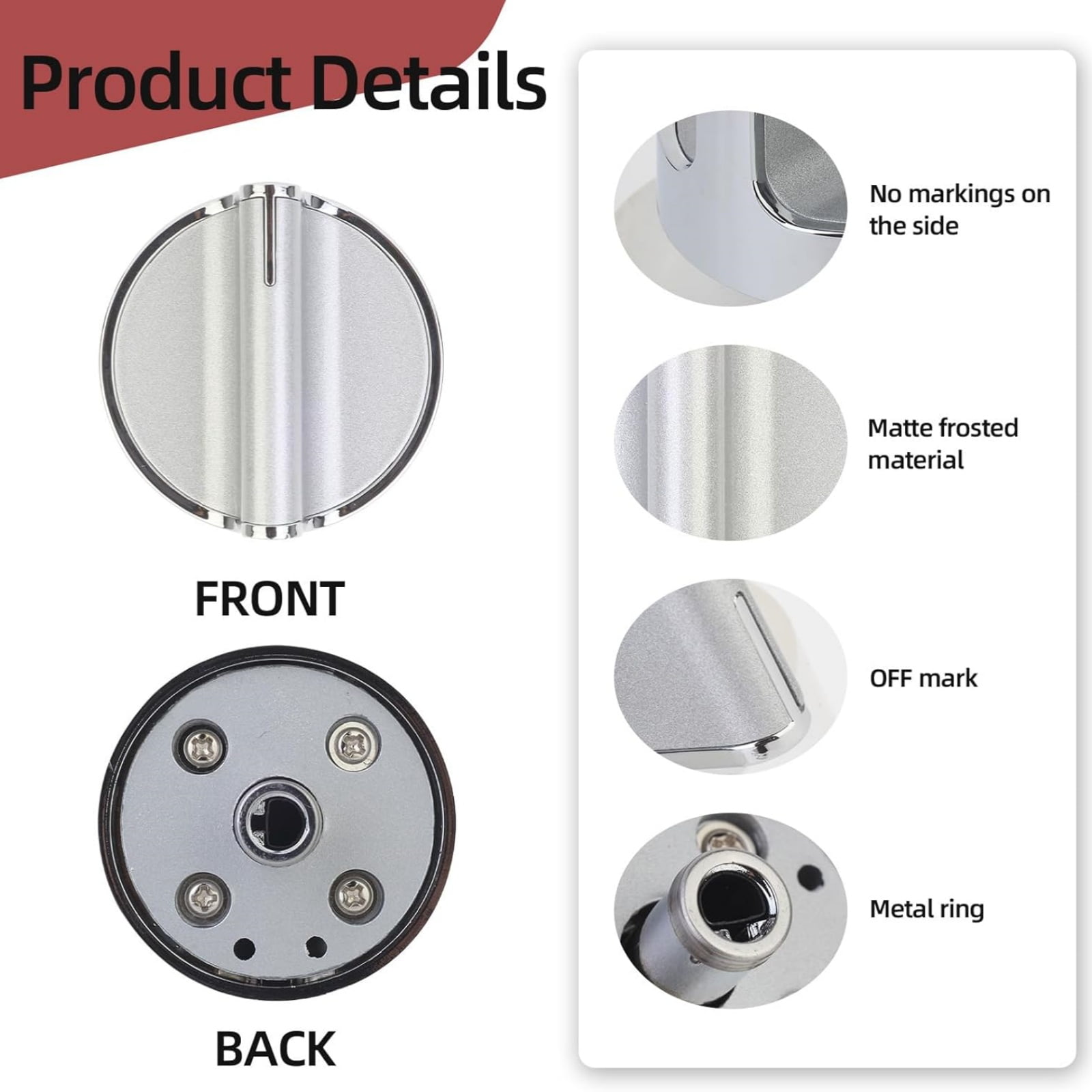 TAPDRA Stove Gas Range Knob WPW10594481 Control Replacement Part Stainless Steel and Metal for Whirlpool