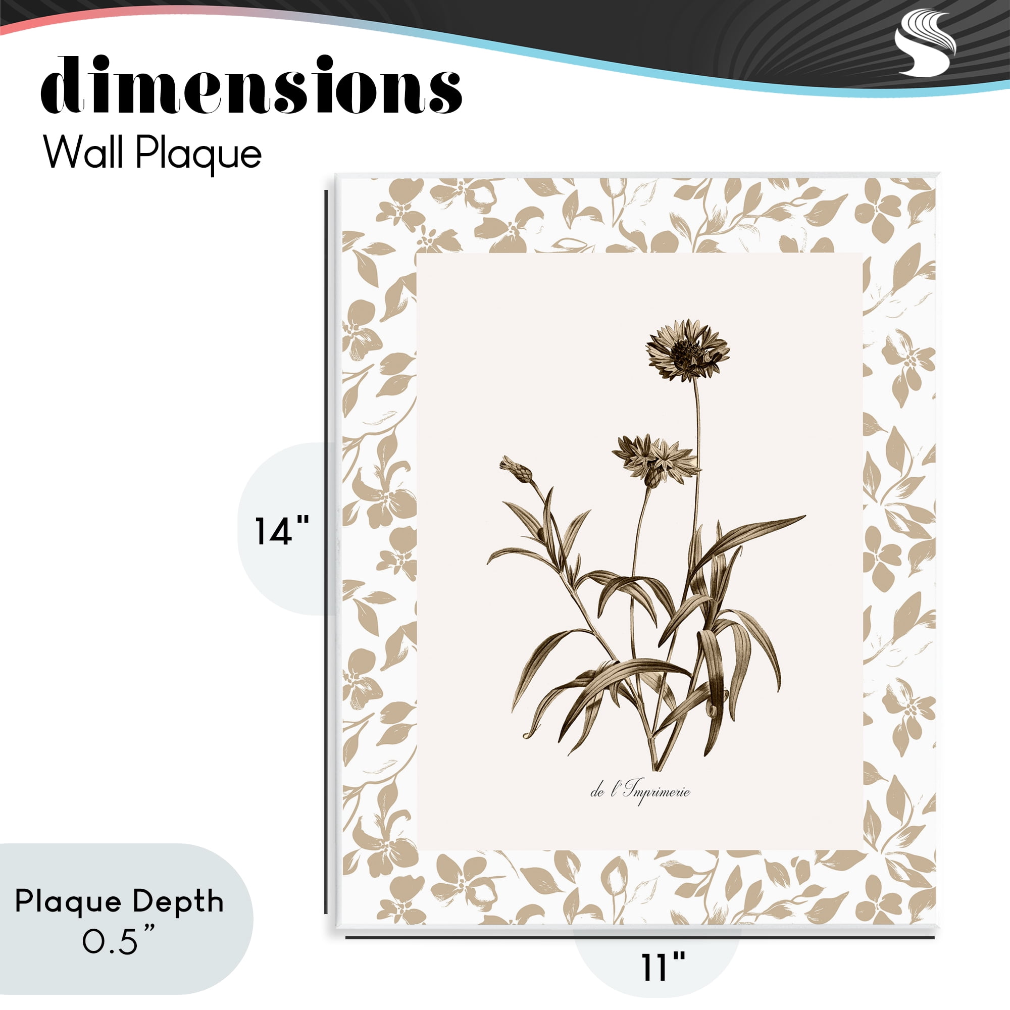 Stupell Industries Neutral Imperial Flowers Wall Plaque Art, design by Kelly Donovan