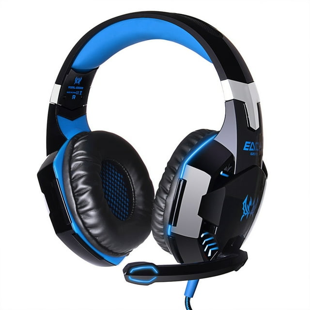Deep Bass Del Juego De Auriculares De Sonido Sobre-Oído Del Auricular Del Auricular Para Juegos Azul Hugo Gaming Headset