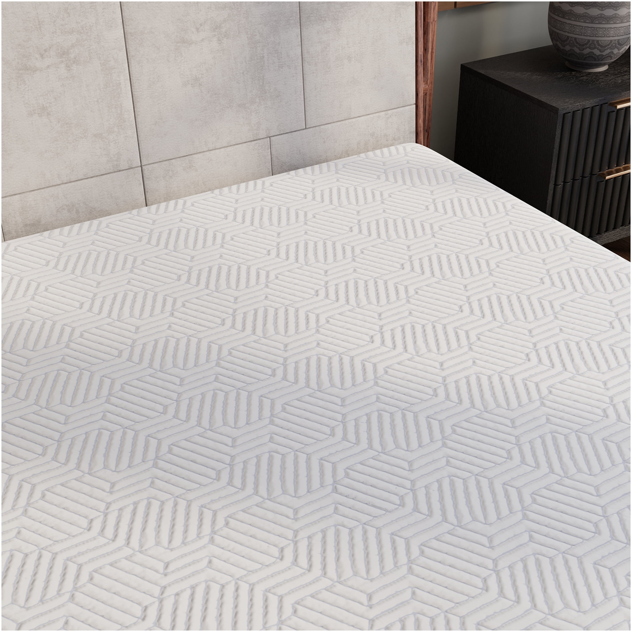 JERFIT California King Size 10 Inch Medium Firm Mattress, Gel Memory Foam Bed Mattress in a Box with Cool Cover, CertiPUR-US Certified, White and Gray