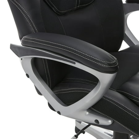 Serta - Amplify Work or Play Ergonomic High-Back Faux Leather Swivel Executive Chair with Mesh Accents - Black