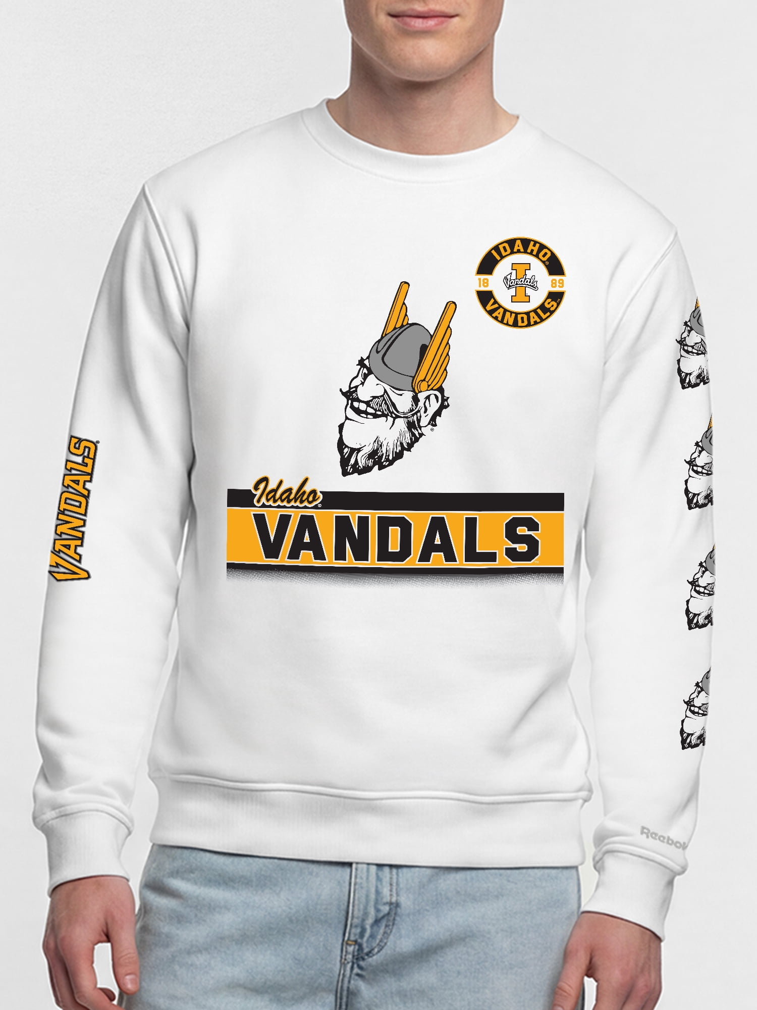 Idaho Vandals Reebok Mens White Crew Sweatshirt
