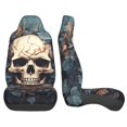 thumbnail image 3 of Sikiie Vintage Leaf Flower Skull Car Seat Protector 2 Pack Car Seat Cushion Mat, Car Seat Covers for SUV, Truck, Van, 3 of 7