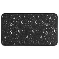 Black Star Moon Pattern Door Rugs,Washable Non Slip Door Mats Indoor,Decorative Door Mats,Entry Mat Indoor for Entrance,Bedroom,Kitchen,Bathroom,30"x17"