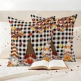 thumbnail image 3 of Thanksgiving Gnomes Outdoor Waterproof Pillow Covers, Fallen Maple Leaf Pumpkin Black Plaid Decorative Square Throw Pillowcase Sofa Cushion Sham for Patio/Couch/Chair, 18"x18" 2 Pack, 3 of 8
