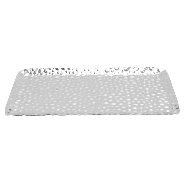 Rectangular Tray, Stainless Steel Decoration Hammered Tray Elegant For Bathroom Silver,Gold