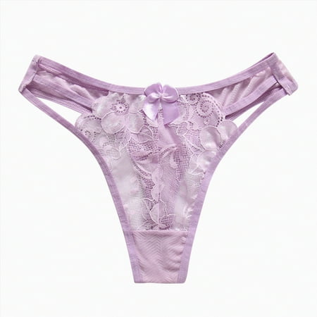 Meiodtion Underwear for Women High Waisted Cheeky Comfort Seamless Panty Cute Thong Elastic Waist Panties  Purple  One Size