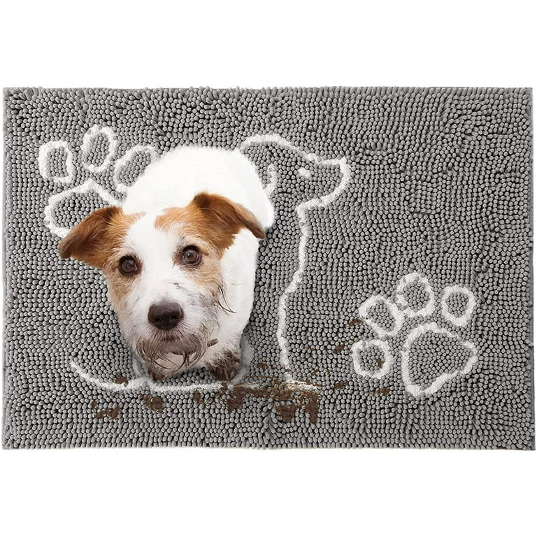 Ompaa Indoor Muddy Door Mats for Dirty Dogs Paws and Mud Shoes, 32x20  camel, Funny Inside Welcome Absorbent chenille Doormat for