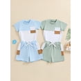 thumbnail image 4 of Aojekbee Toddler Boys Summer Shorts Sets Short Sleeve Contrast Color Tops and Drawstring Shorts Sets, 4 of 10
