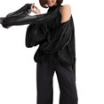 thumbnail image 3 of Womens Off Shoulder Halter Neck Long Sleeve Blouse Versatile and Elegant Commute Top, 3 of 8
