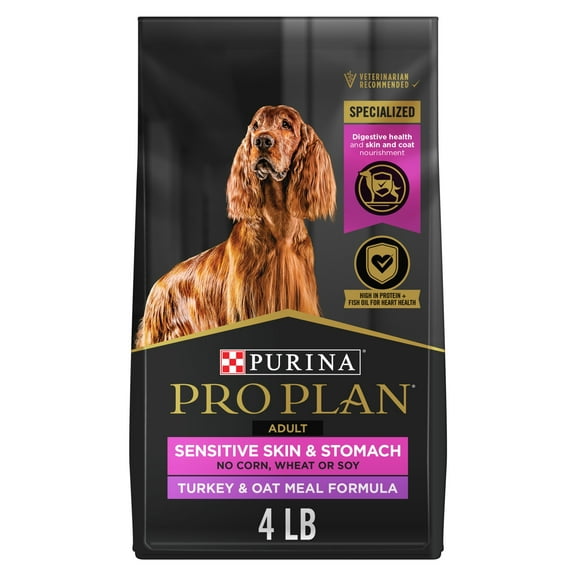 Purina Pro Plan Sensitive Skin and Stomach Dry Dog Food Turkey and Oatmeal, 4 lb Bag