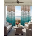 thumbnail image 4 of Turquoise Ombre Stripe Blackout Curtains, Light Blocking Print Window Curtains, Abstract Summer Beach Coastal Thermal Insulated Window Drapes for Living Room Kitchen Cafe 2 Panels, 55"W x 39"L, 4 of 9