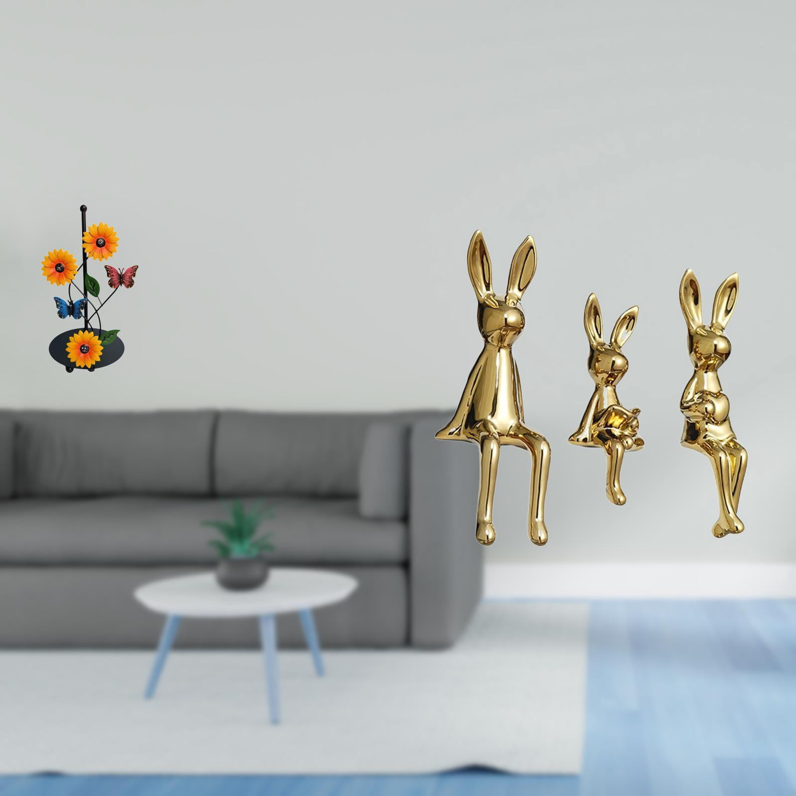 Fiocias Bunny Paper Towel Holder Dispenser Non Slip Vertical Tissue Holder Rack Family Figurine Statues Desk Display Table Centerpiece Ornament Animal Sculptu