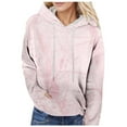 thumbnail image 2 of Camo Hoodie Womens Maple Leaf Printed Oversized Hooded Sweatshir Casual Long Sleeve Pullover Top with Pocket Light Pink L, 2 of 5