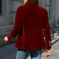 thumbnail image 4 of Velvet Blazers for Women Casual Oversized Open Front Long Sleeve Jackets Work Office Business Suit Blazer 2025 Red XXL, 4 of 5