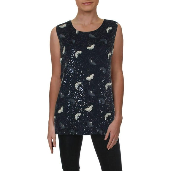 Alfani Womens Sleeveless 3D Sequin Top Size 2XL