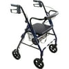 Roscoe Medical Aluminium Deluxe 8" Wheel Rollator/Rolling Walker, Padded Seat, Blue, 300 lb Capacity