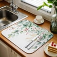 thumbnail image 5 of Pastoral Green Dish Drying Mat 16x18 inch Eucalyptus Leaf Red Fruit Watercolor Botanical Super Absorbent Microfiber Dish Drying Pad for Kitchen Countertops Sink Dish Drainer Racks Bar Mats 2 Pack, 5 of 8