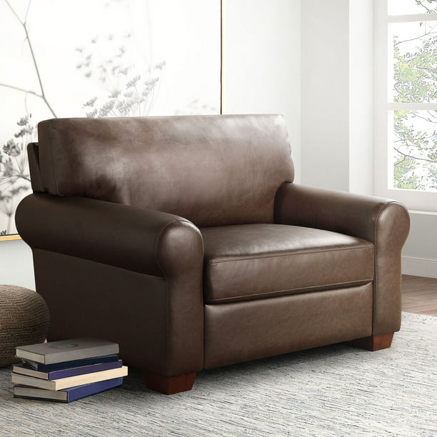 Belham Living Barret Oversized Armchair, Oversized Leather Chair And Ottoman