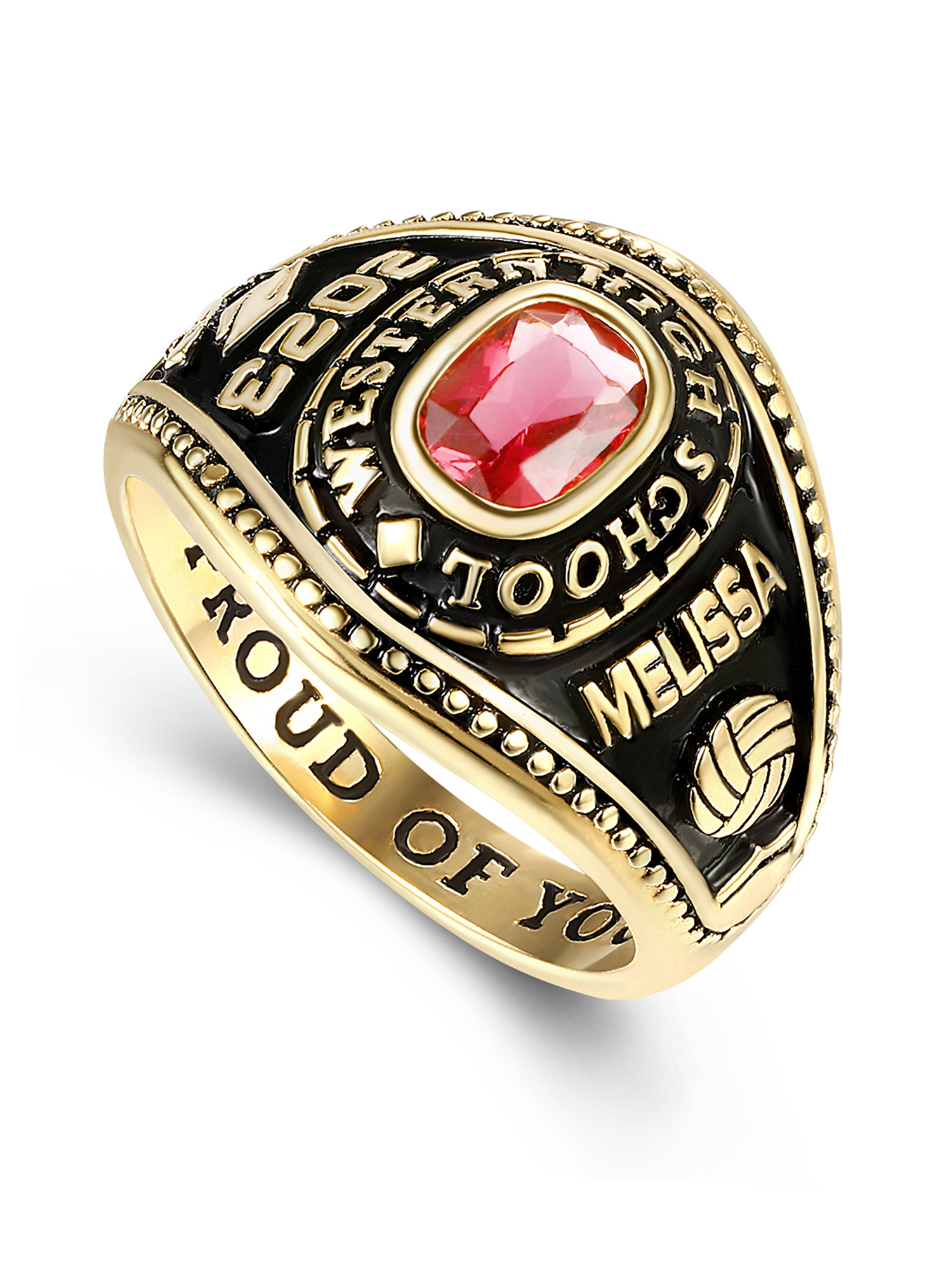 Mementos PJM Customized Women's Class Rings 10kt Yellow Gold for High School or College Graduation