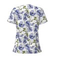 thumbnail image 6 of Fuzoiu Blue Flax Flowers Print Women's V-Neck T-Shirt,Women's Short Sleeve Top, Comfortable for Work, Leisure, and Sports, 6 of 7