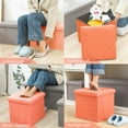 thumbnail image 3 of Folding Storage Ottoman Cube Space-Saving Storage Toy Box Foot Rest Stool Seat 11.8", 3 of 7