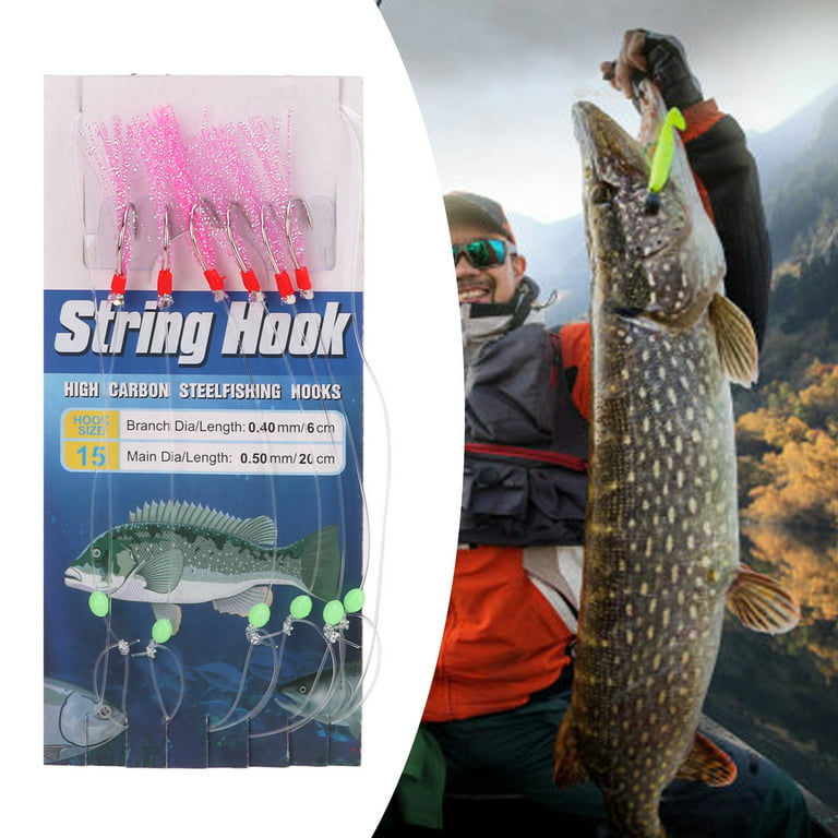 Fishing String Hooks, Feather Fishing Lure Carbon?Steel 6?Hooks