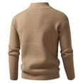 thumbnail image 3 of Mens Zip up Cardigan Sweater Casual Long Sleeve Stand Collar Base Knit Ribbed Slim Fit Sweaters Coat Fall Winter Top (L, Khaki), 3 of 5