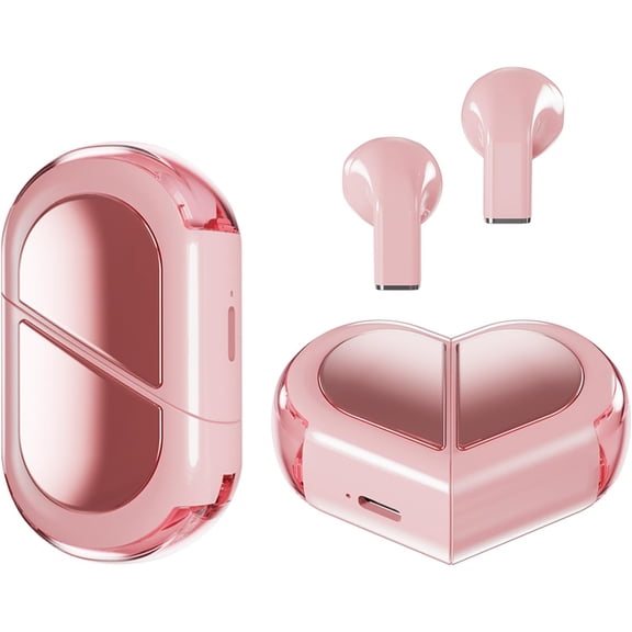 Wireless BT5.3 Earbuds Ultra-Low Latency Gaming Mode IPX5 Waterproof Touch Control Mini In-Ear Design for Small Ears-Pink