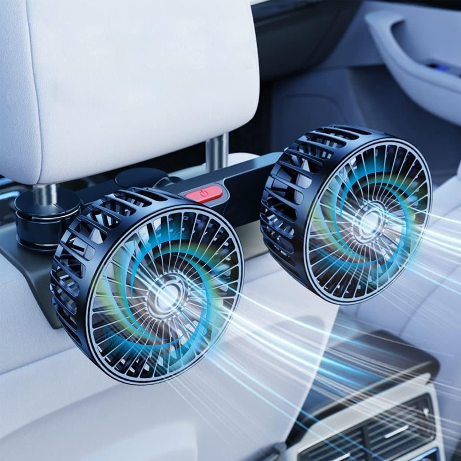 HEJULIK USB Car Fan,Adjustable Dual Head Clip Fan 360° Rotatable