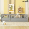 thumbnail image 3 of Bellemave Full Size Floor Bed with Door and High Fence Guardrails  Floor Bed with Bed Slats Wooden Floor Bed Montessori Bed Frame (Full, Gray, With Slats), 3 of 10