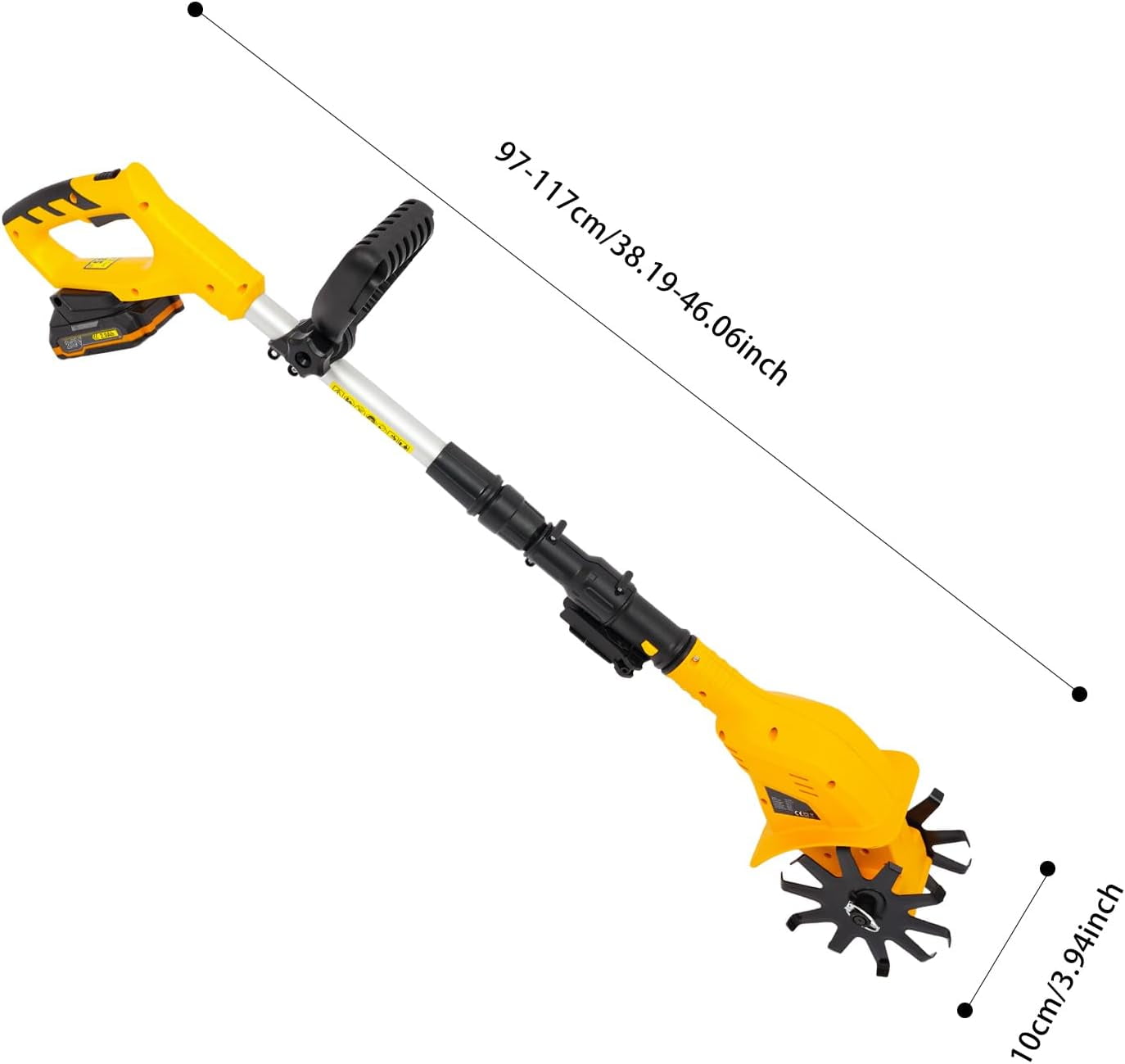 20V Cordless Tiller Cultivator, 250r/min Electric Garden Tiller, Handheld Electric Tilling Machine, Cordless Tilling Machine for Plowing, Turning
