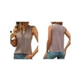 thumbnail image 3 of Sleeveless Shirts for Womens Fashion 2025 Basic Tank Tops Pleated Drape Dressy Tops Summer Outfits Camel XL, 3 of 7