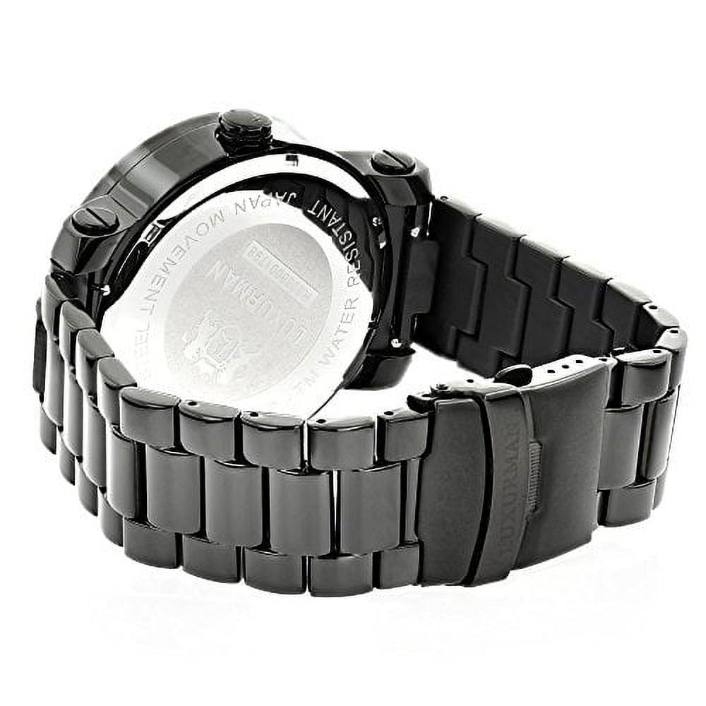 Designer Large Watches: Phatom Black Diamond Watch for Men 0.12ct