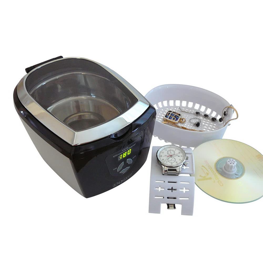 iSonic Ultrasonic Cleaner CD7810A, 0.75 L Stainless Steel Tank, Silver/Black, Includes 8 oz Cleaning Solution