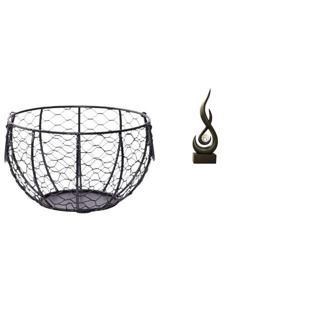 Cesta de alambre para guardar huevos, cesta tejida de alambre de hierro, cesta de frutas y verduras campestres, estatua abstracta de fuego, adorno de